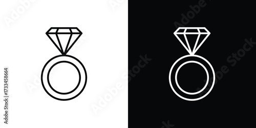Diamond ring icon. Thin linear vectors pack