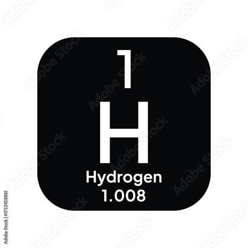 Hydrogen, chemical element of the periodic table vector design. Symbol Illustration Icon. Background Education.
