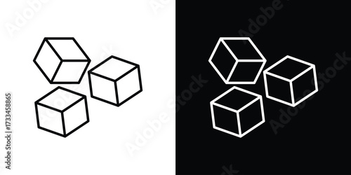 Cubes icon. Thin linear vectors pack