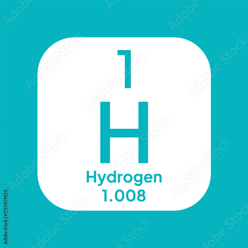 Hydrogen, chemical element of the periodic table vector design. Symbol Illustration Icon. Background Education.