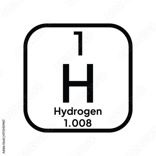 Hydrogen, chemical element of the periodic table vector design. Symbol Illustration Icon. Background Education.