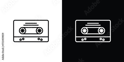 Cassette tape icon. Thin linear vectors pack
