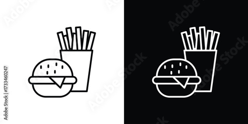 Burger Fries icon. Thin linear vectors pack