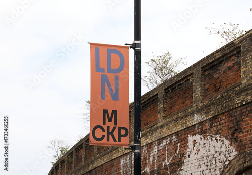 Mockup of lamppost fly Banner in London