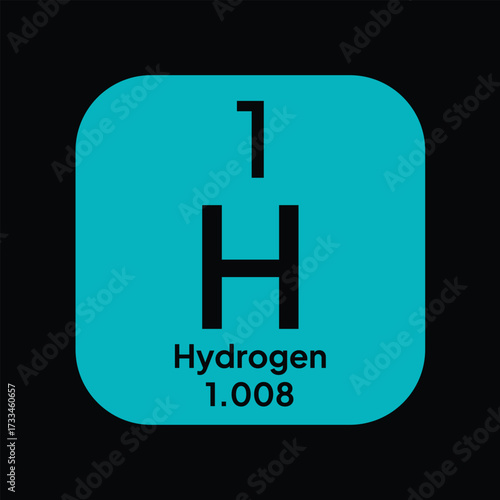 Hydrogen, chemical element of the periodic table vector design. Symbol Illustration Icon. Background Education.