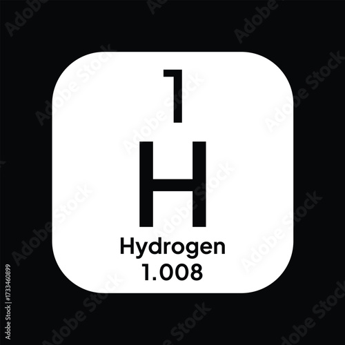 Hydrogen, chemical element of the periodic table vector design. Symbol Illustration Icon. Background Education.