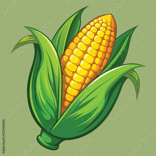 Golden Harvest Corn, Sunny Kernel Maize, Emerald Husk Corn, Amber Field Maize, Fresh Green Corn Cob,  Corn vector, Corn concept, Corn cartoon, Corn icon, Corn art, Corn topics, Corn doodle,	