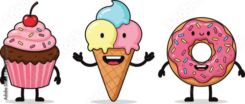Cute Kawaii Desserts With Faces Smiling
