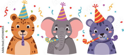 Cute Animals Celebrate Birthday Party Fun