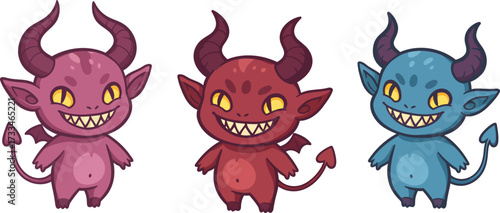 Three Cute Little Devils in Different Colors