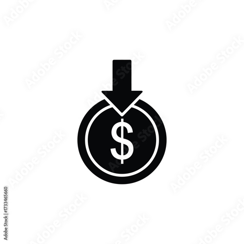 Money decrease icon vector illustration design concept of financial loss, investment risk, or economic downturn in a flat style