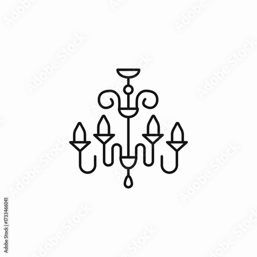 elegant decorative chandelier icon sign vector