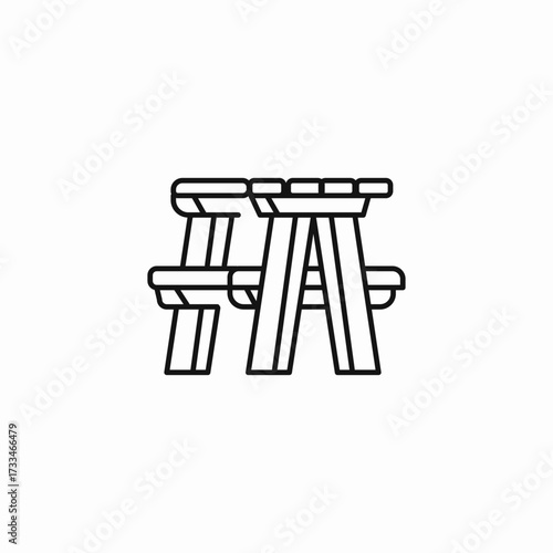 outdoor picnic table icon sign vector
