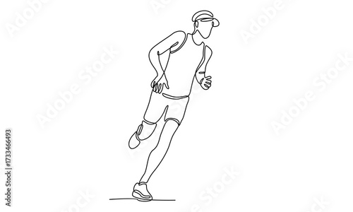 Continue line of man running workout vector illustration