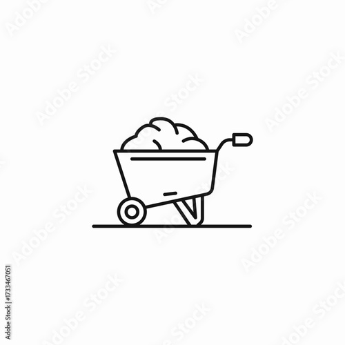 wheelbarrow filled soil icon sign vector
