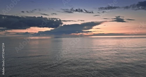 Calm golden sunset over Batlic sea in Poland.