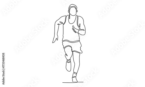 Continue line of man running workout vector illustration