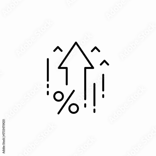 percentage rate increase icon sign vector