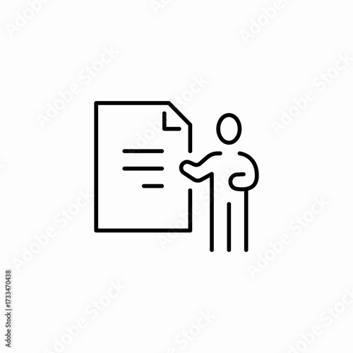 person presenting document icon sign vector