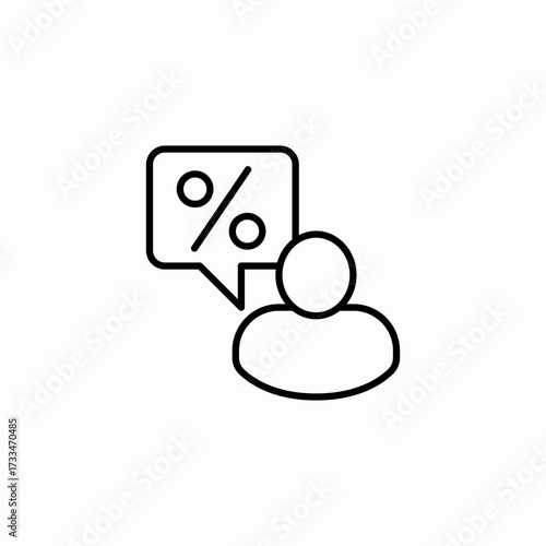 person speaking percent icon sign vector