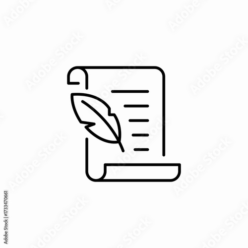 scroll with feather icon sign vector