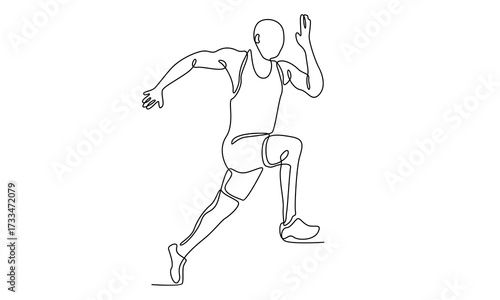 Continue line of man running workout vector illustration