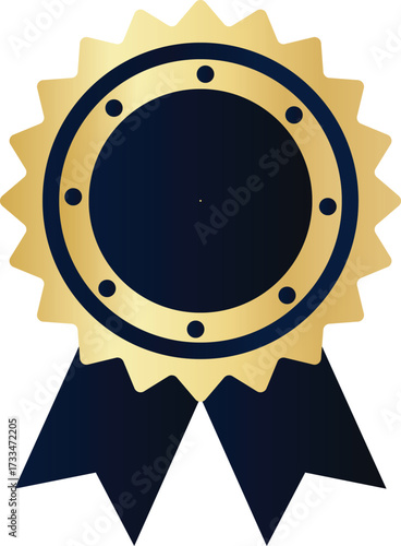 Empty Gold and Navy Premium Quality Award Ribbon