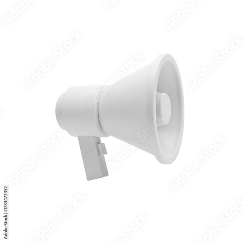 A white megaphone isolated on a transparent background for announcements and communication isolated on transparent background