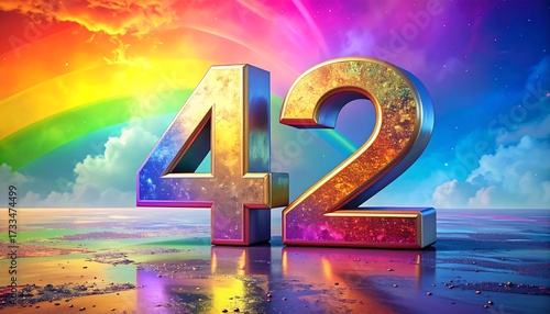 Colorful 3D numbers on a vibrant rainbow background