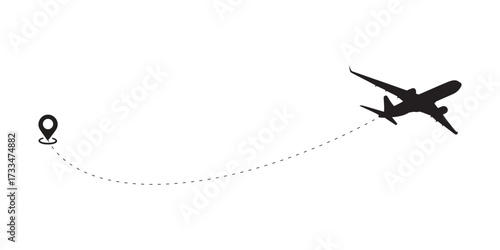 Airplane Flight Path to Destination Travel and Journey Vector Icon