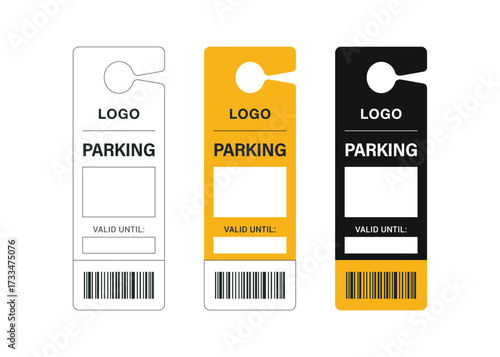 Parking Permit Car Mirror Hanger Template, customizable vehicle pass for reserved parking, events, offices, hotels, apartments, and businesses. Printable, editable, professional design.