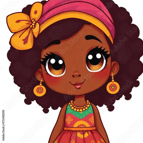 Vector seamless pattern of African women faces with headwraps and earrings, bold and colorful style ,Ai Generate ,