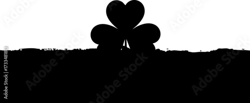 Abstract black clover symbol with textured base evokes luck opportunity and growth for modern branding and design projects