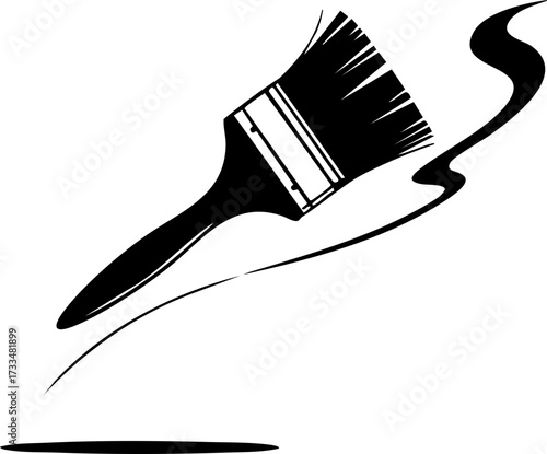 Dynamic paintbrush creating bold artistic stroke with flowing creative energy, perfect for design and art projects.