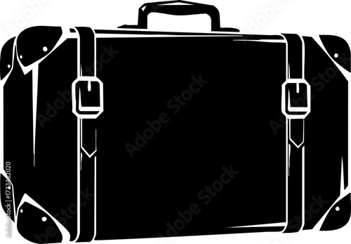 Classic vintage black suitcase ready for adventure, symbolizing travel plans and exciting journeys ahead.