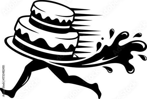Dynamic cake logo design symbolizing fast delivery and delicious treats for modern bakeries and event planners