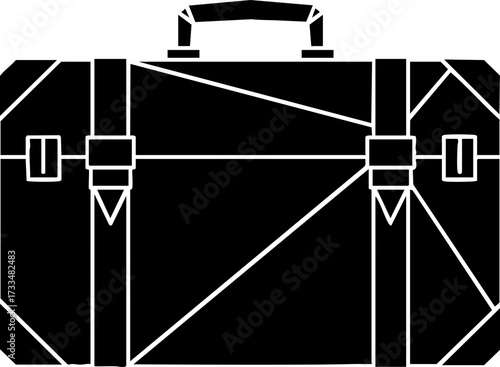 Classic black travel briefcase with stylish geometric accents evokes adventure and professional journeys.