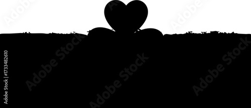 Symbolic representation of love and growth, a single heart atop organic shapes symbolizing nature and life's journey