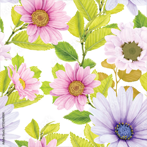 beautiful chrysanthenum seamless pattern