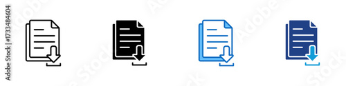 File Download Multiple Style Icon Design Vector - Document with arrow down, representing download or save file