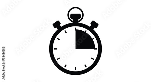 Stopwatch Icon Showing Fifteen Minutes or Seconds Deadline and Time Management
