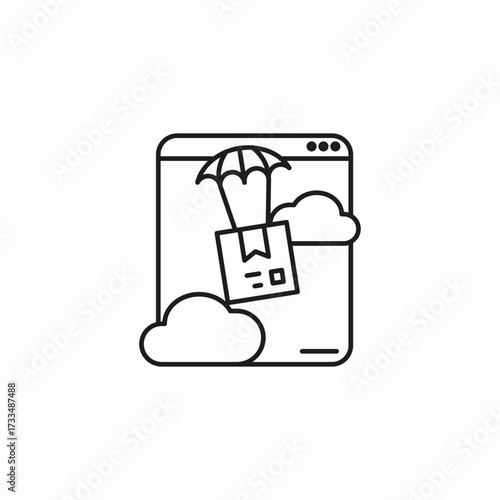 air delivery parachute icon sign vector