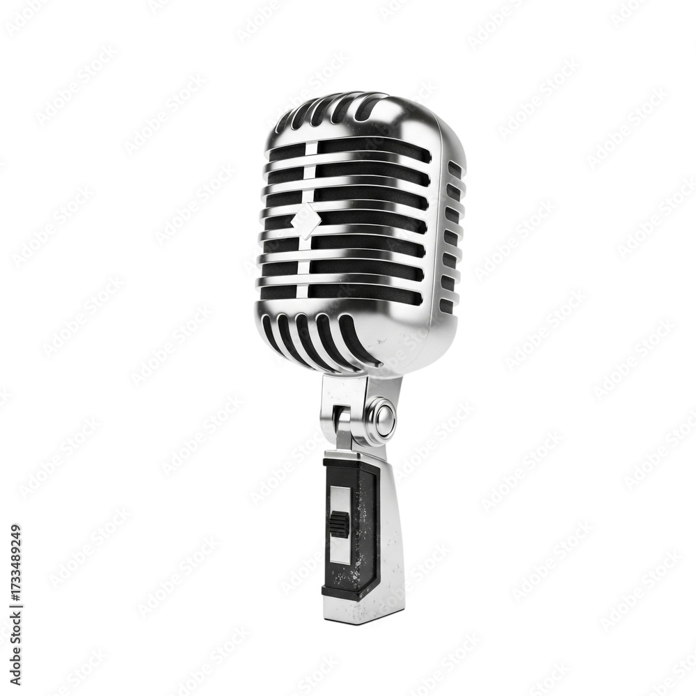 Fototapeta premium Vintage silver microphone isolated on transparent background