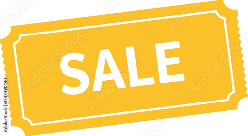 Bright yellow ticket with the word SALE displayed prominently, announcing a special offer.