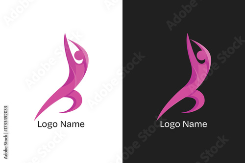 Pink Abstract Human Figure Logo for Fitness and Wellness