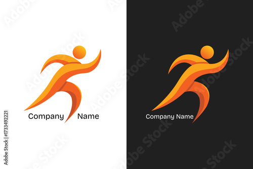 Dynamic Abstract Runner Logo Design for Fitness Sports Branding