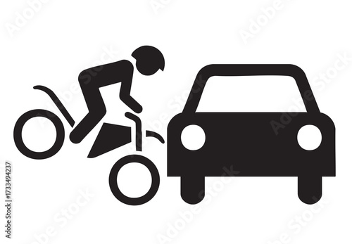 Car Accident Icon Vehicle Crash and Safety Sign