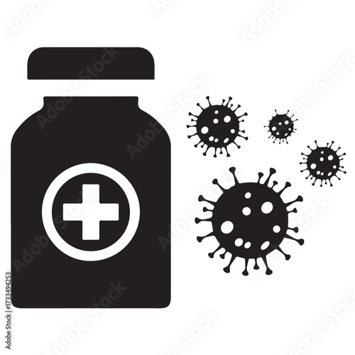 Covid Booster Dose Icon Vaccine and Immunization
