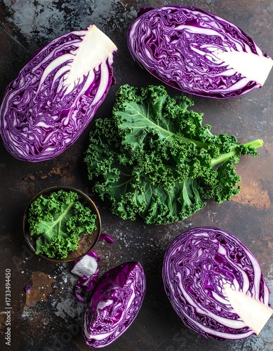 Purple cabbage and kale arrangement