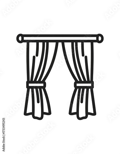Simple line drawing of window drapes